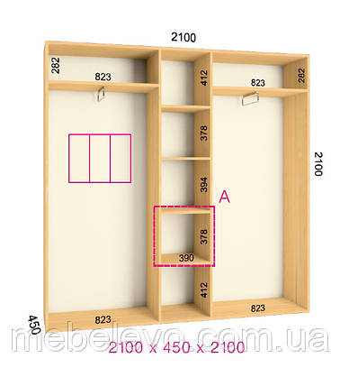 Шафа-купе 3 двері Комфорт 210х45 h-210, ТМ Фенікс, фото 1
