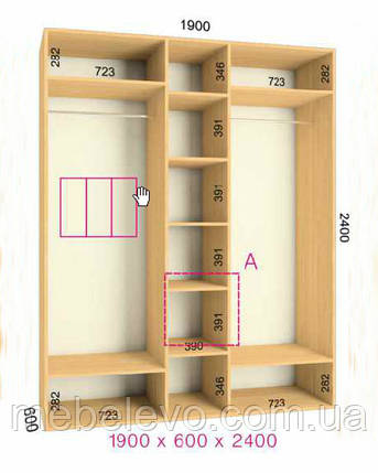 Шафа-купе 3 двері Комфорт 190х60 h-240, ТМ Фенікс, фото 1