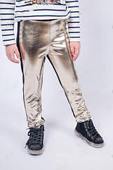 Гарні лосини на дівчинку екошкіра Золото Розміри 128, 134