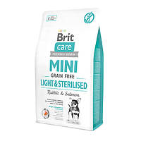 Корм для стерилизованных собак мини пород, контроль веса с лососем, Brit Care Light&Sterilised 0,4кг