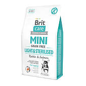 Корм для стерилізованих собак міні порід, контроль ваги з лососем, Brit Care Light&Sterilised 7кг