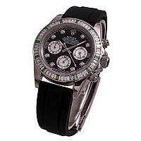 Rolex Oyster Perpetual Daytona Silver Black diamond AAA класс женские часы хронограф Япония