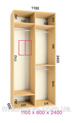 Шафа-купе 2 двері Ультра 110х60 h-240, ТМ Фенікс, фото 1