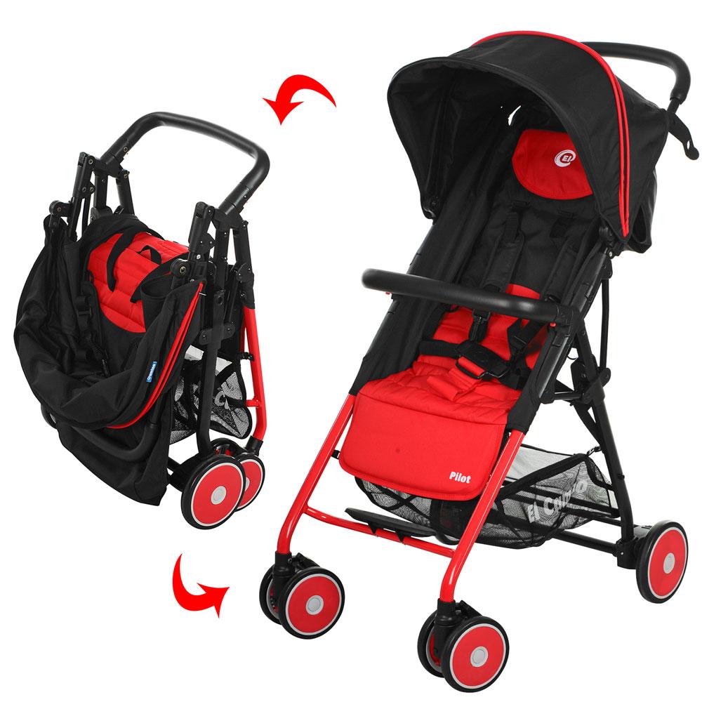 Коляска дитяча PILOT M 3294-3, прогулянкова, червоно-чорна, фото 1