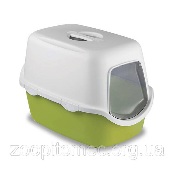 Туалет для котів Stefanplast Cathy закритий 56*40*40 див. (салатовий/темно-зелений), фото 1