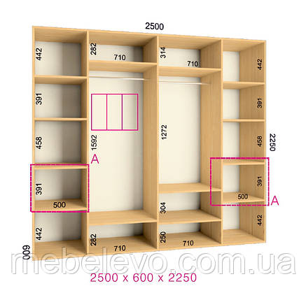 Шафа-купе 3 двері Ультра 250х60 h-225, ТМ Фенікс, фото 1