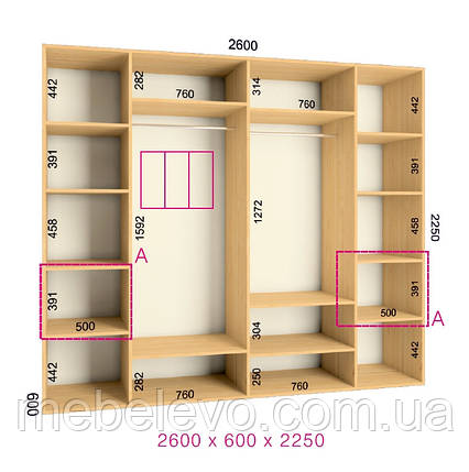 Шафа-купе 3 двері Ультра 260х60 h-225, ТМ Фенікс, фото 1