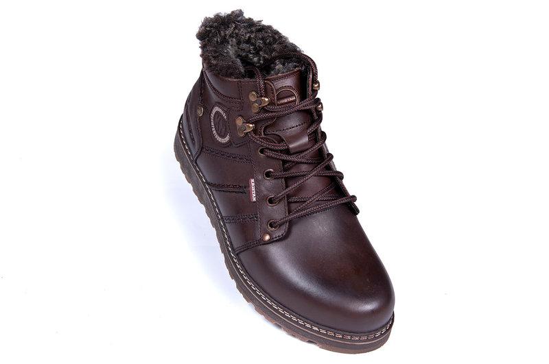 Мужские кожаные зимние ботинки Kristan City Traffic Brown - фото 4 - id-p826160214
