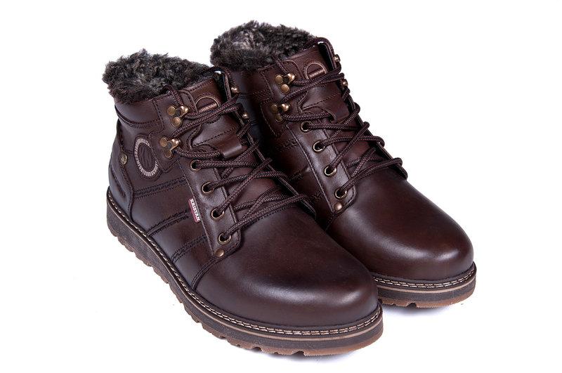 Мужские кожаные зимние ботинки Kristan City Traffic Brown - фото 2 - id-p826160214