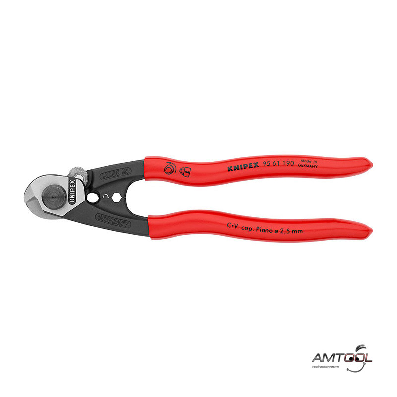 Ножиці для різання дротяних тросів 190 мм — Knipex 95 61 190, фото 1