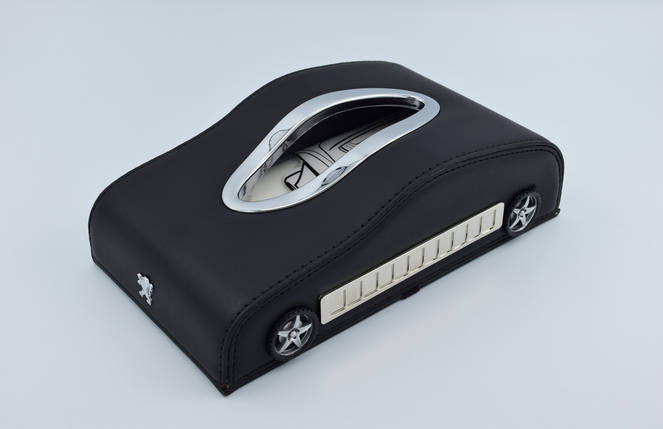Підставка для серветок Peugeot шкіряна в автомобіль з логотипом і місцем для номера телефону Black Пежо, фото 2