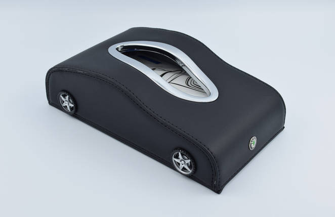 Підставка для серветок Skoda шкіряна в автомобіль з логотипом і місцем для номера телефону Black Шкода, фото 4