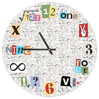 Настінний годинник круглий «Математика» дерев'яний з принтом 36 см (CHR_P_15M014)