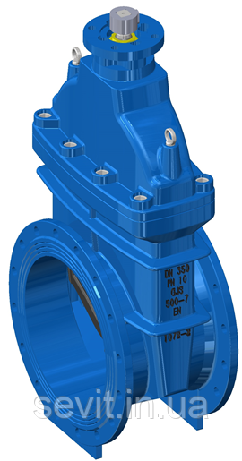 Засувка з погумованим клином під електропривод T.I.S service (Італія) A020 PMOT-S DN400 PN10 (ДУ400 РУ10), фото 1