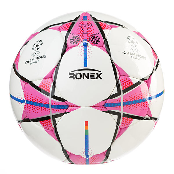 М'яч футбольний DXN Ronex FN1 (зшитий вручну, біло-рожевий)