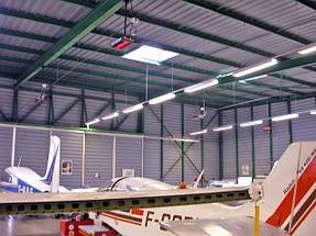 Опалення авіа ангарів, ангарів по ремонту повітряних суден, авіа заводів.