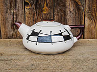 Чайник великий, декор "Галаретка" чорно-білий