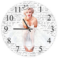 Настенные часы круглые «Мэрилин Монро» деревянные с принтом 36 см (CHR_P_15M010)