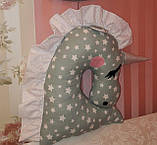 Іграшка-подушка единорожка, бязь, ручна робота, вис.43х43 см, фото 7