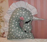 Іграшка-подушка единорожка, бязь, ручна робота, вис.43х43 см, фото 8