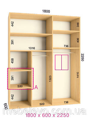 Шафа-купе 2 двері Люкс 180х60 h-225, ТМ Фенікс, фото 1