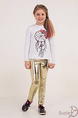 Гарні лосини на дівчинку екошкіра з паєтками "Котики" Розмір 134