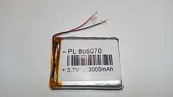 Акумулятор з контролером заряду Li-Pol PL805070 3,7V 3000 mAh (8*50*70 мм)