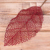 Аркуш новорічний ажурний червоний 30 см Новорічний декор