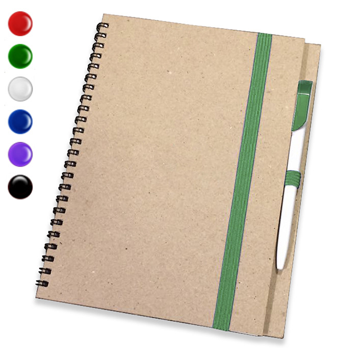 Блокнот А4 на пружині + ручка (блокноти під друк) блокнот на резинці, фото 1