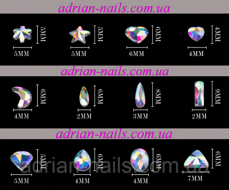 Фігурне каміння зварювання для дизайну нігтів No10