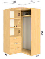 Шафа-купе кутовий приставний Стандарт 125х130 h-210, ТМ Фенікс, фото 4