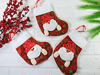 Новогодний сапог "Дед Мороз" 12см, носок для новогодних декораций набор 12 шт