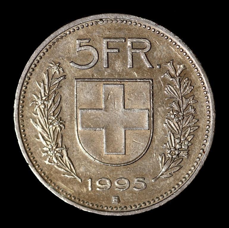 Монета Швейцарії 5 франків 1968-2013 рр., фото 1