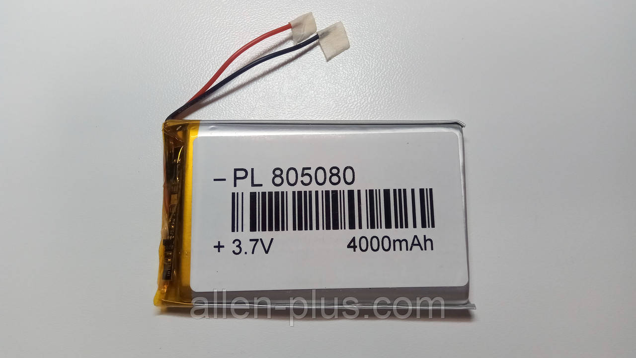 Акумулятор з контролером заряду Li-Pol PL805080 3,7 V 4000mAh (8*50*80мм)