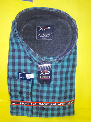 Сорочка чоловіча кашемір (Туреччина) у карту X-Port vd-0086 класична з довгим рукавом тепла XL, фото 3