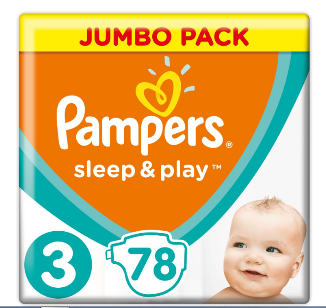 Підгузники дитячі Pampers Sleep&Play Midi 3 (4-9 кг) Jumbo Pack 78 шт