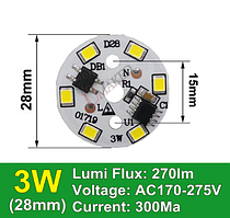 Світлодіод 3w 220v 6000K для лампочок димоельний (регулювання яскравості)
