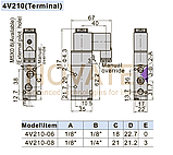 Розподільник 5/2 1/8" 4V21006AG 220V AC AirTAC, фото 3