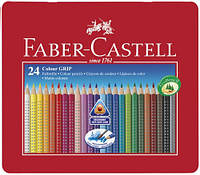 Набор акварельных карандашей Faber Castell 24 цвета GRIP ТРЕХГРАННЫЕ МЕТАЛ.КОРОБКЕ