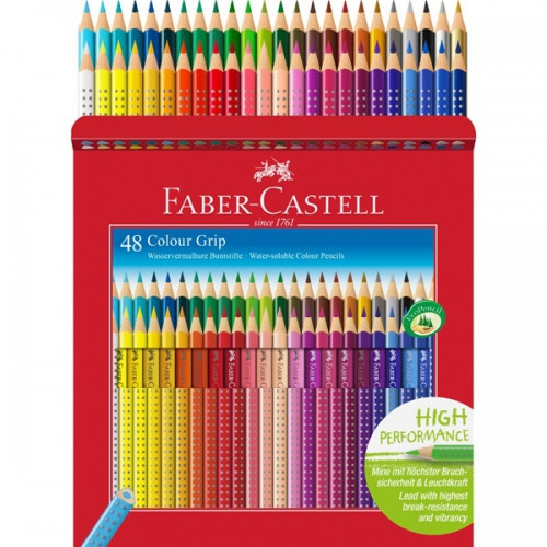 Набор акварельных карандашей Faber Castell 48 цветов GRIP ТРЕХГРАННЫЕ В МЕТАЛЛ.КОРОБКЕ - фото 1 - id-p827799237