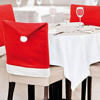 Новогодний чехол на стул красного цвета - размер 48*50см, текстиль, 1 штука