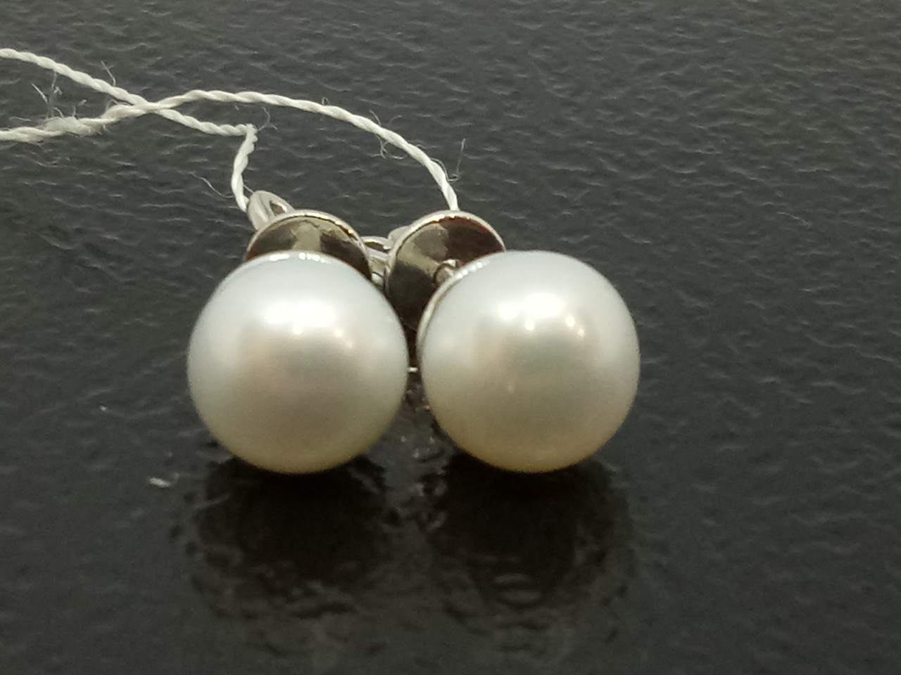 Золоті сережки-пуссети з перлами. СП032(2)БІ, фото 1