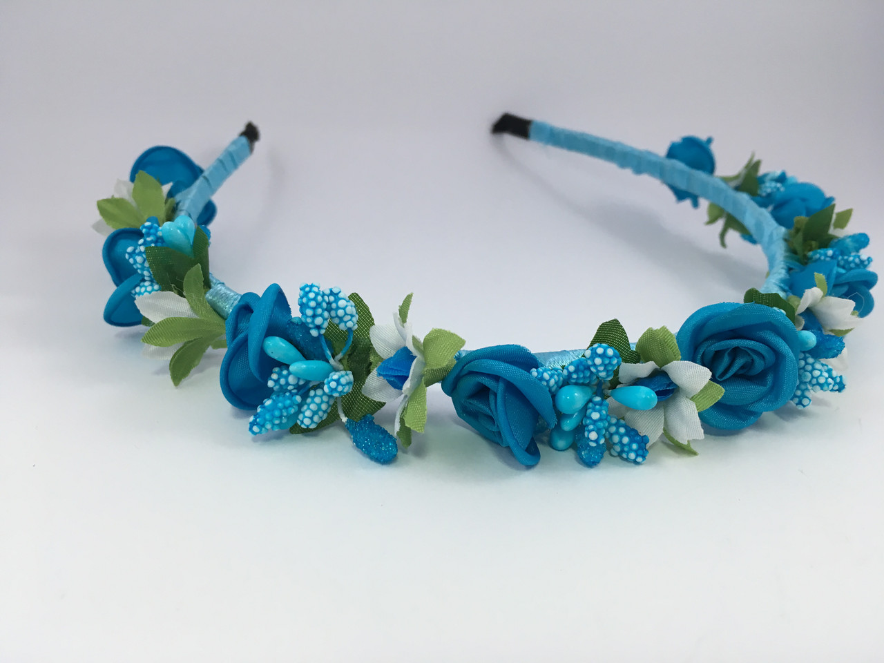 Віночок на голову з бірюзових трояндочок, фото 1