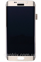 Дисплей (екран) для Samsung G925F Galaxy S6 Edge + тачскрін, золотистий, Gold Platinum, оригінал