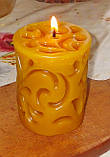 Воскова свічка "Урочиста циліндрична" з натурального бджолиного воску, фото 5