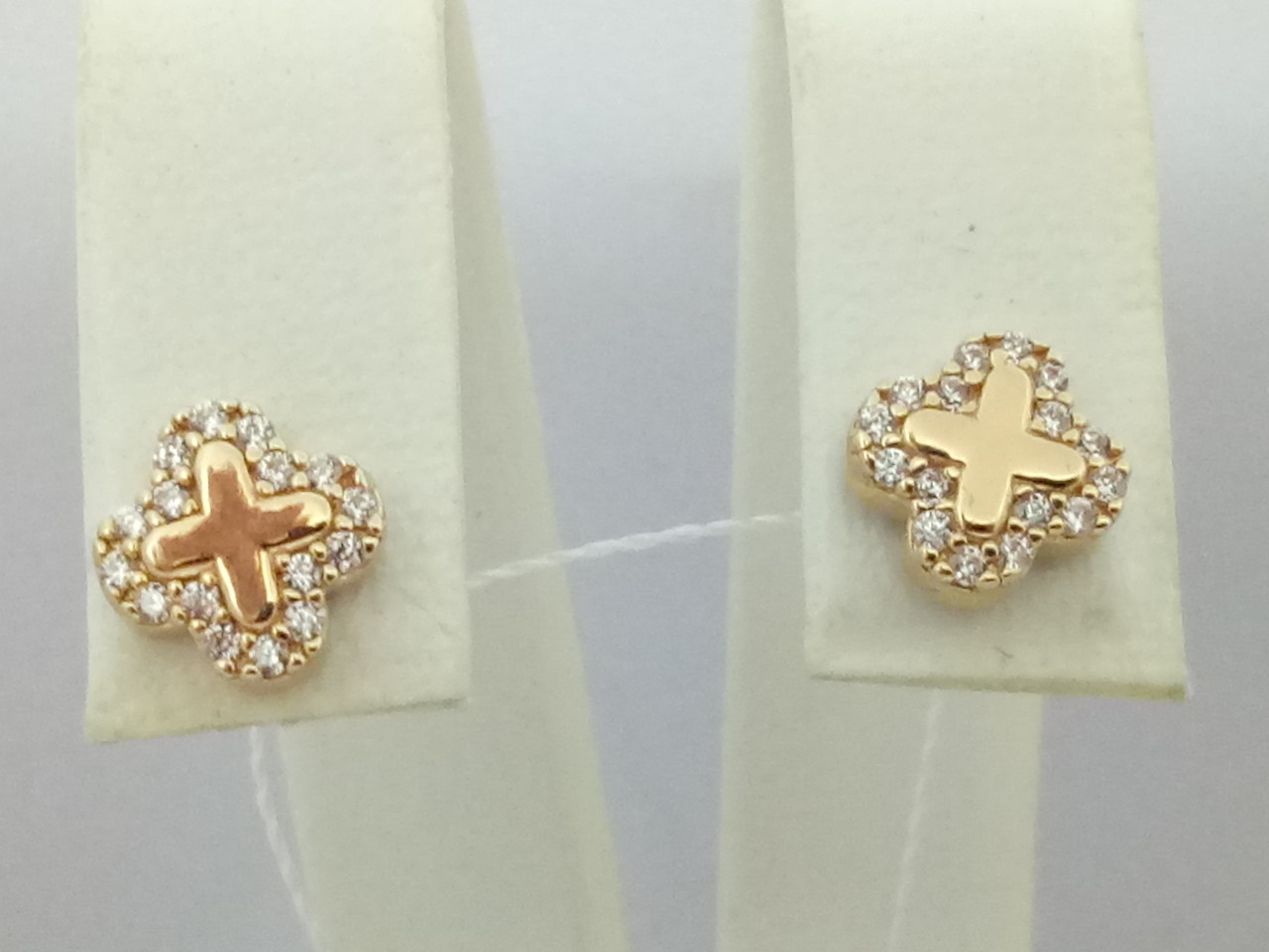 Золоті сережки-пуссети з фіанітами.   СП1167И