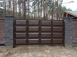 Відкривні металеві ворота ш3600 у2000 мм (дизайн Філенка з ефектом жатки)