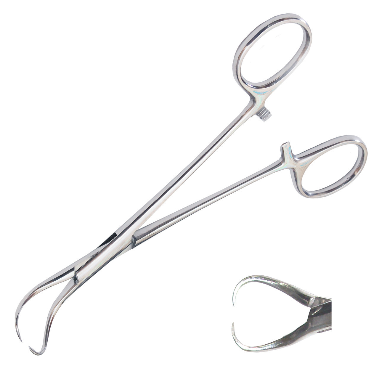 Затискач Цапка з кремальерой для операційного білизни за Backhaus. Довжина 15 см