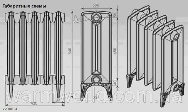 Чугунный радиатор Viadrus Bohemia 450/220 // 10 шт - фото 4 - id-p5224054