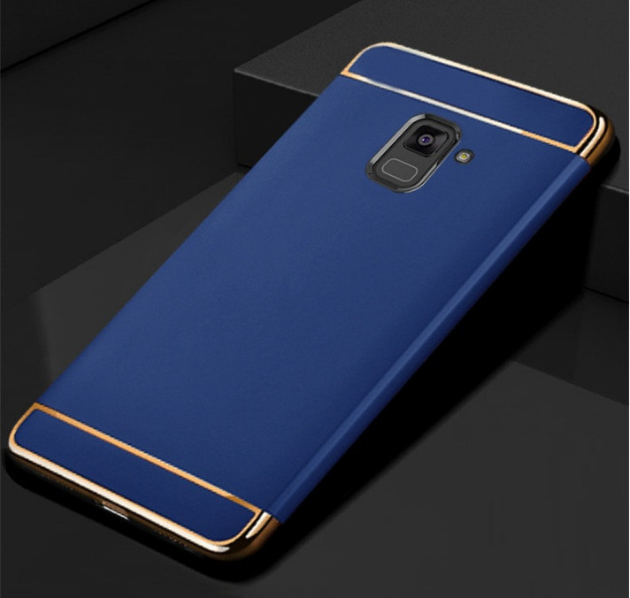 Чохол накладка для Samsung A8 2018 із золотими вставками Синій